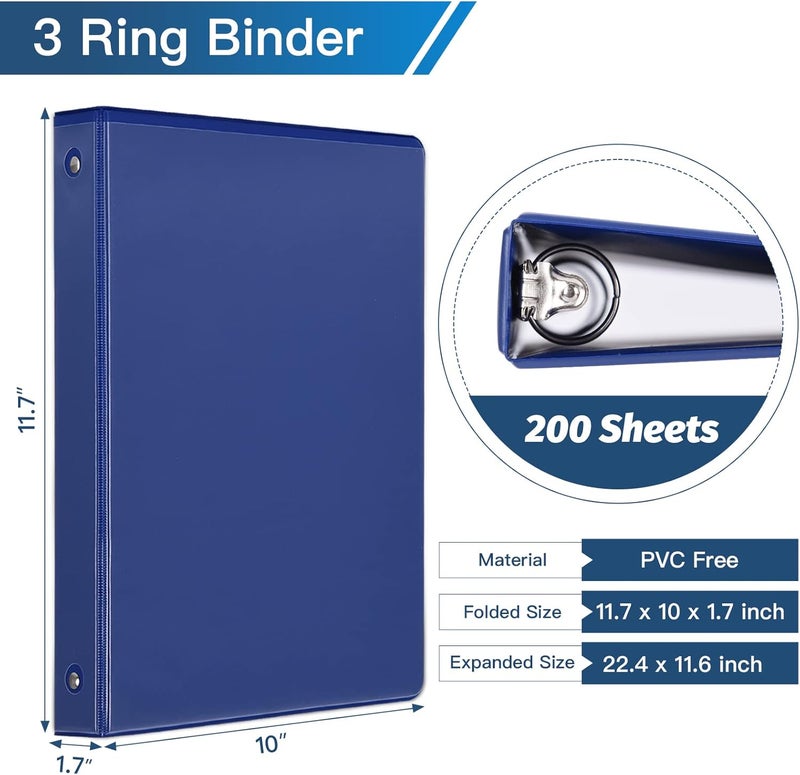 SUIN 1-inch 3 Ring Binder with 2 Interior Pockets, 1'' Basic Binders Holds US Letter Size 8.5'' x 11'' Paper - Versatile Binders for Office, Home, and School Use, 6 Pack (6-Color Assorted) - Image 2
